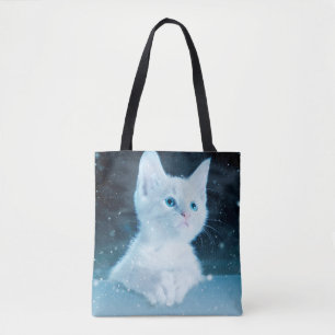 Katt kattunge snö art av djur tygkasse