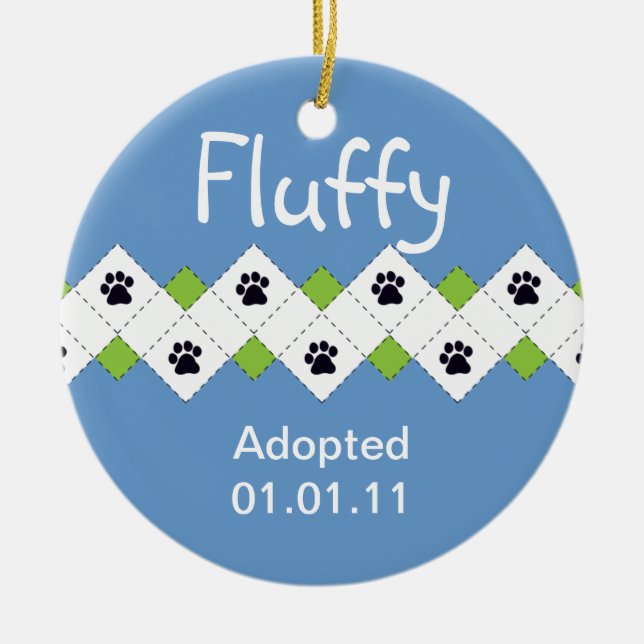 Katt-/kattungeadoptionmeddelande Julgransprydnad Keramik (Framsidan)