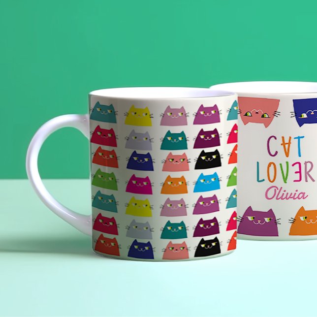Katt Kawaii Mönster Kaffemugg (Skapare uppladdad)