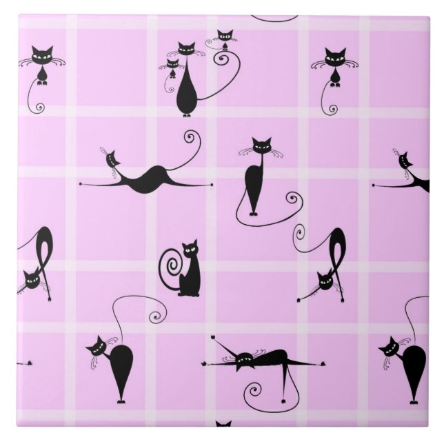 Katt keramisk bricka kakelplatta (Framsidan)