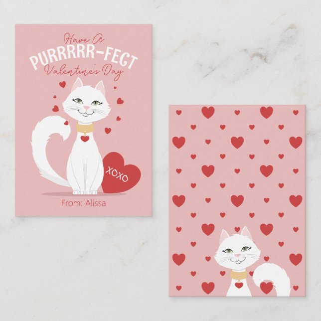 Katt Kids Alla hjärtans dagskort Anteckningskort (Fram/baksida)