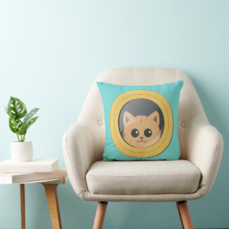 Katt kikande genom båtporthål kudde