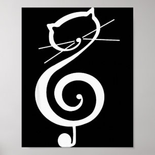 Katt Kisse Diskant Musiknyckel Rolig Katt Noter Poster