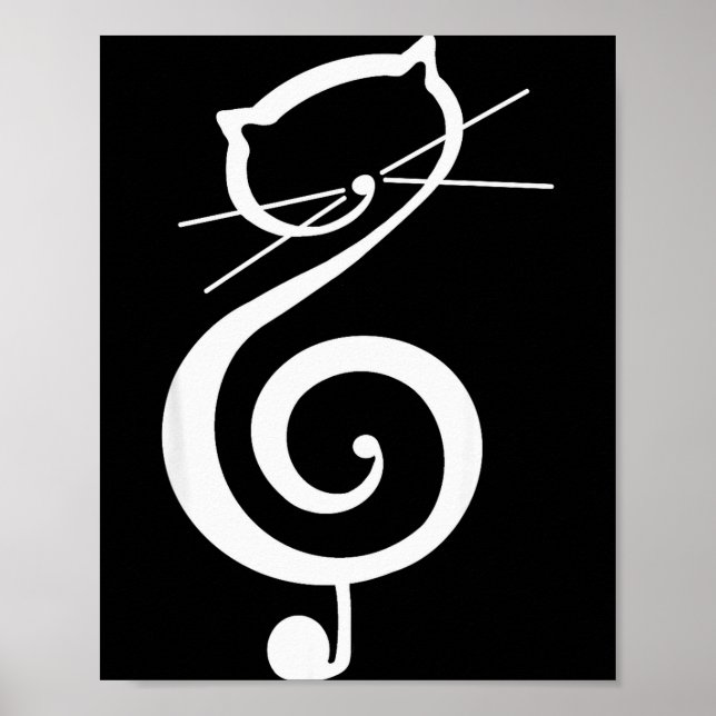 Katt Kisse Diskant Musiknyckel Rolig Katt Noter  Poster (Framsidan)
