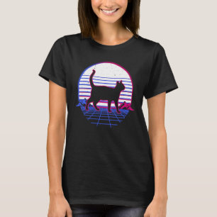 Katt Kittel Hus Katt Retro Vintage Solnedgång T Shirt