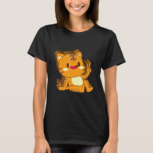 Katt Kittel Katt Multilager Fred Avslappnad Söt Es T Shirt (Framsida)