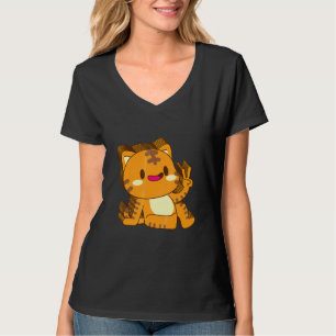 Katt Kittel Katt Multilager Fred Avslappnad Söt Es T Shirt