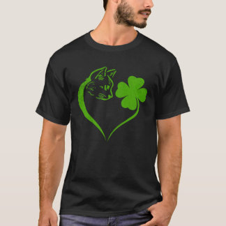 Katt Kittel St Patricks Day Shamrock Irländsk  Hjä T Shirt