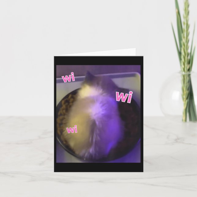 Katt Kitten Eating Meme Gen Z Humor Kort (Framsida)