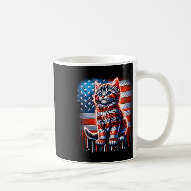 Katt Kitten Kitten Kitten Kitten USA flagga den 4  Kaffemugg (Höger)