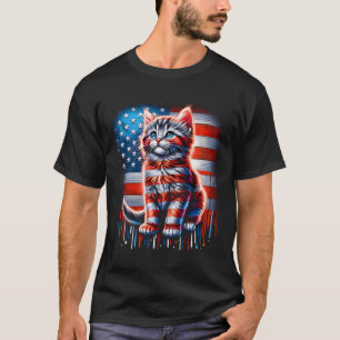 Katt Kitten Kitten Kitten Kitten USA flagga den 4 T Shirt