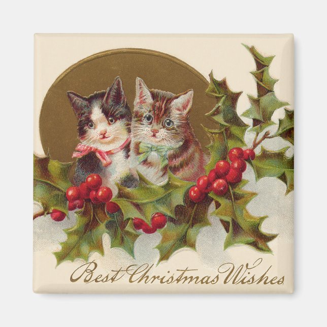 Katt Kittens Holly Winterberry Magnet (Framsidan)