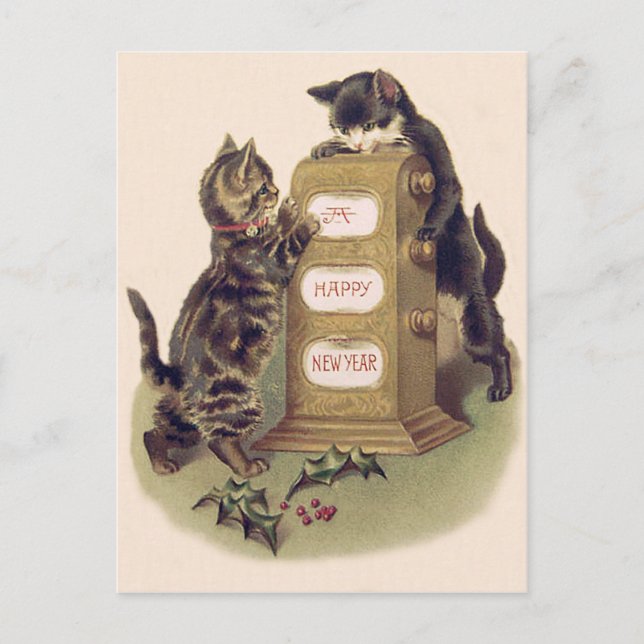 Katt Kittens Kalender Julgran Helg Vykort (Framsida)