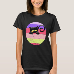 Katt Kittens Meme Vintage Retro Solnedgång Titthål T Shirt