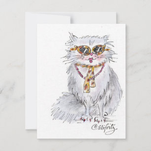 Katt klädd för party anteckningskort