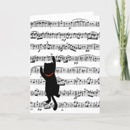 Katt klättra på musikfödelsedag kort