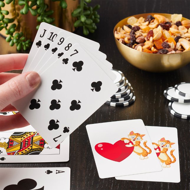 Katt Knuffar Hjärta Bedårande Kärlek Kitty Casinokort (Skapare uppladdad)