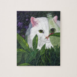 Katt, koks Flaska och ladybugs Pussel