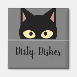Katt köksdekor 'Svart katt smutsiga diskar Magn Magnet