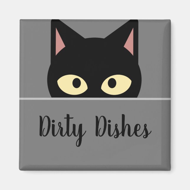 Katt köksdekor 'Svart katt smutsiga diskar Magn Magnet (Framsidan)