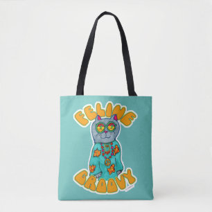 Katt Konst Design för Groovy Hippie Katt Markör Tygkasse