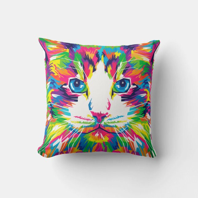 Katt konst konstgjord Aesthetic Cat Bilder Cat Art Kudde (Framsida)