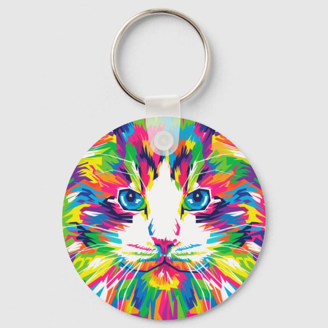 Katt konst konstgjord Aesthetic Cat Bilder Cat Art Nyckelring (Framsida)