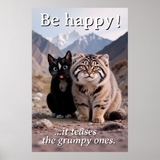 Katt konst kontra grumlig katt - Humor Poster