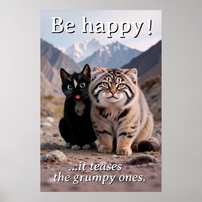 Katt konst kontra grumlig katt - Humor Poster (Framsidan)