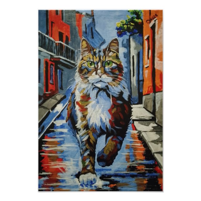katt, kotofey, gata, stad, djur fototryck (Framsidan)