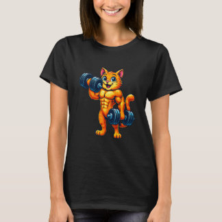 Katt Kraftlyftning Tyngdlyftning Gym Träning T Shirt