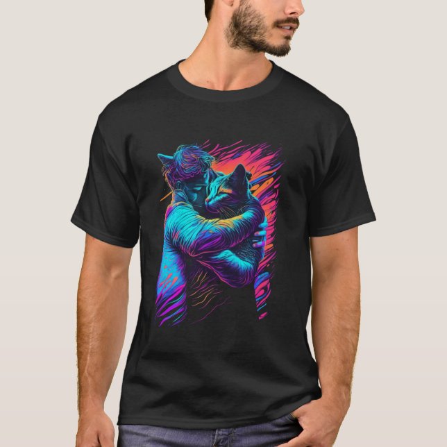 Katt Kram Färgglad Psykedelisk Konst T Shirt (Framsida)