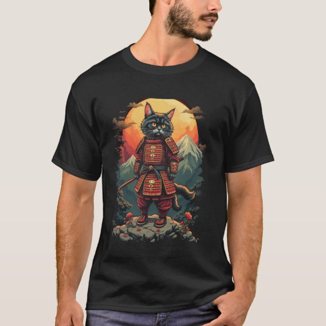 Katt krigarkonst t shirt (Framsida)