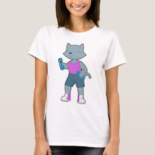 Katt kroppsbyggare Hantlar Bodybuilding T Shirt