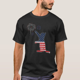 Katt Krut 4:e Juli Amerikansk Flagga Patriotisk T Shirt
