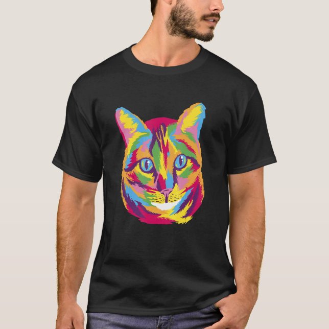 Katt, kute, katt, färgkonst t shirt (Framsida)