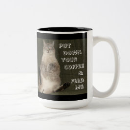 Katt "LÄGG NER KAFEE OCH MATA MIG" Mugg