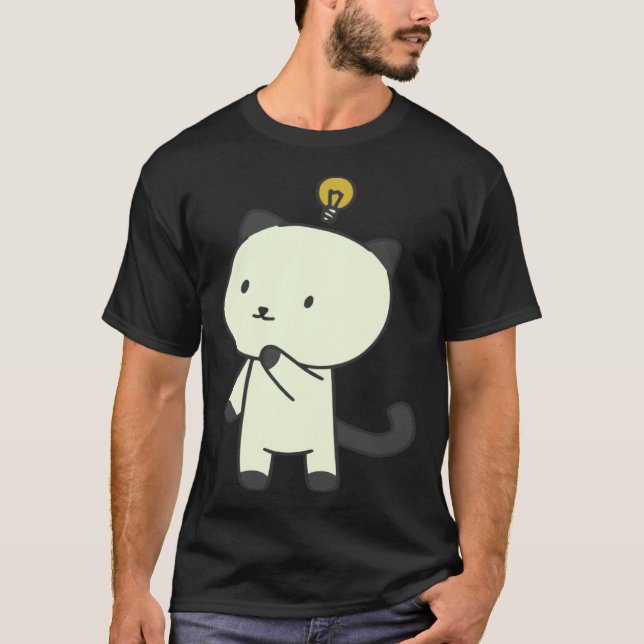 katt  lampa tänkande t shirt (Framsida)