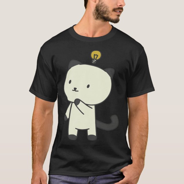 katt  lampa tänkande t shirt (Framsida)