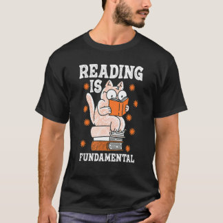 Katt Läsning Är Grundläggande Nördisk Bokälskare P T Shirt