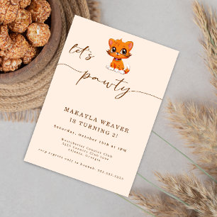 Katt låt oss pawty.. Katt mig födelsedag Inbjudningar