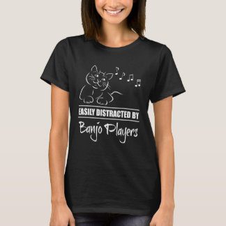 Katt lätt distrad av banjo-spelares musiknoter t shirt
