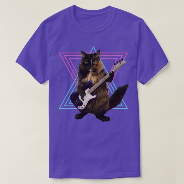 Katt leker basguitar 1 t shirt (Design framsida)