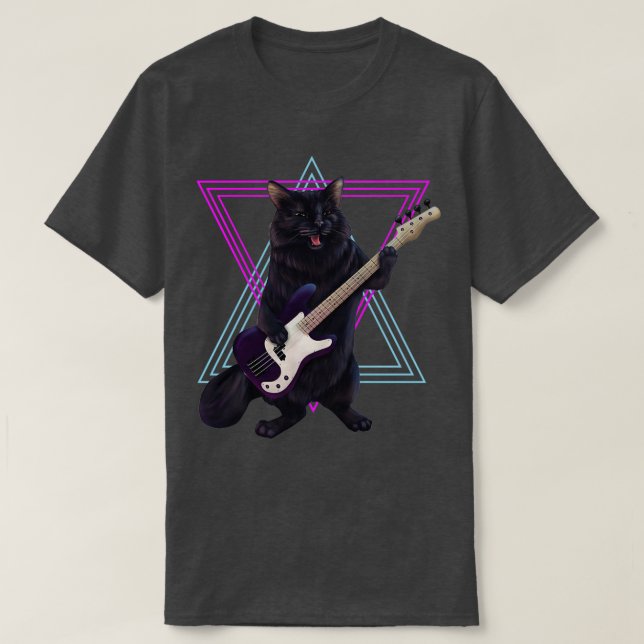 Katt leker basguitar  t shirt (Design framsida)