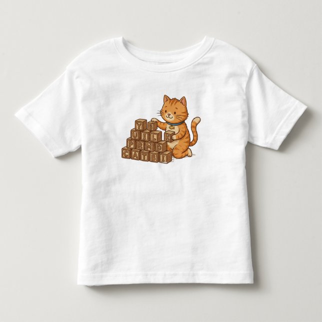 Katt leker med kuber t shirt (Framsida)