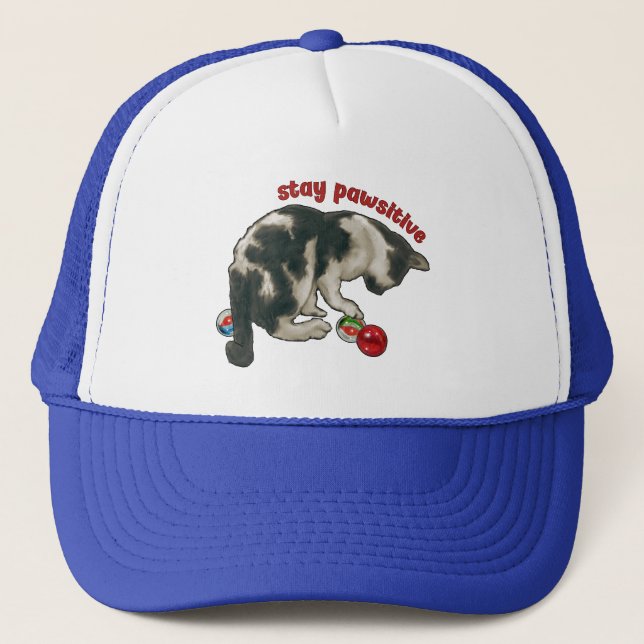 Katt leker med MARMOR, Håll klorna positiva, Puns Keps (Framsida)