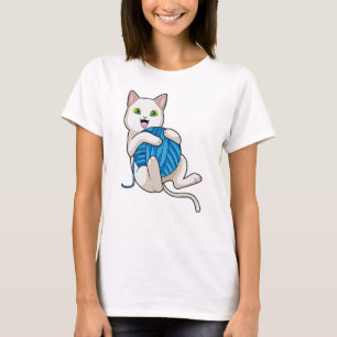 Katt leker med ull t shirt