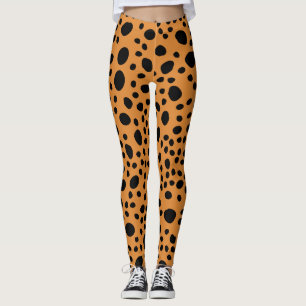 Katt Leopard Hud Mönster Orange Mörka Fläckar Djur Leggings