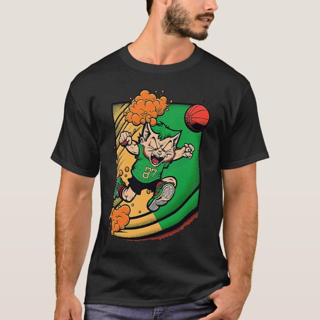 Katt Leprechaun Basket  St Patricks Day Sport T Shirt (Framsida)