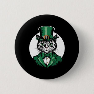 Katt Leprechaun Katt Älskare Shamrock St Patrick's Knapp